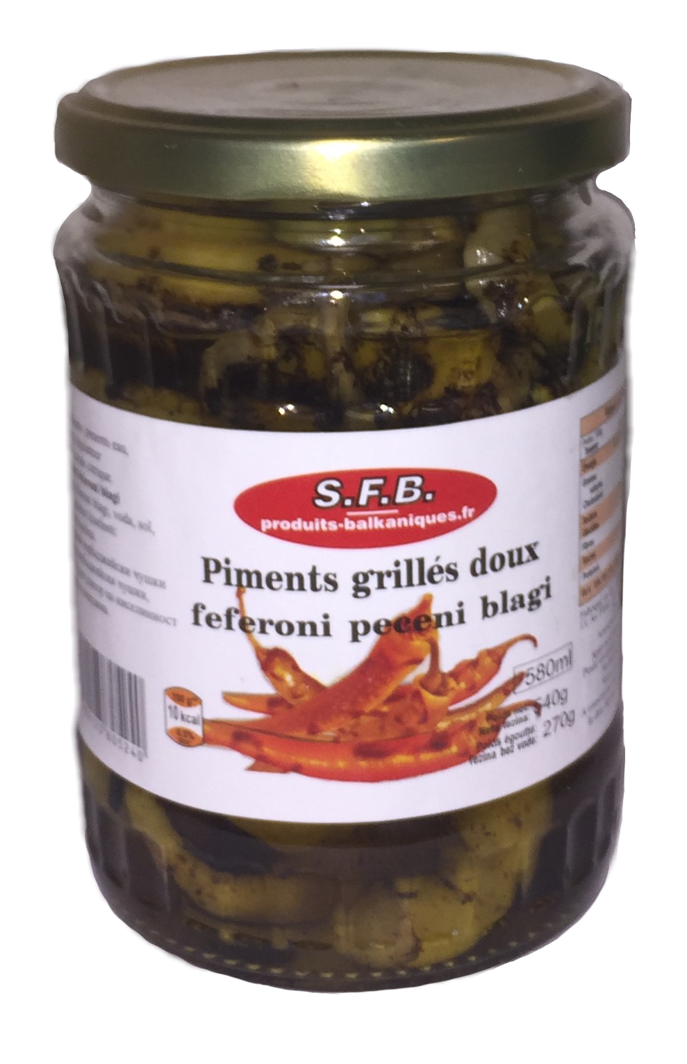 Piments grillés doux 580ml SFB